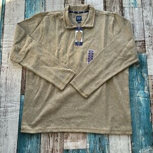New XXL GAP Mens half zip tan Pullover